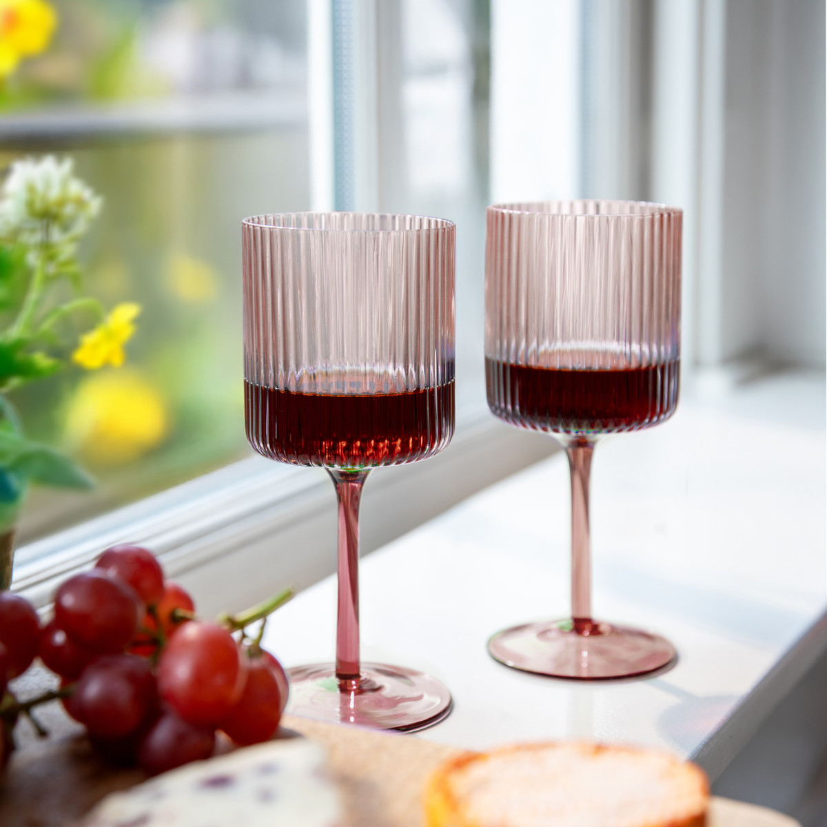 Remember Bordeaux Coloured Glass Wine Glasses, Set of 2 – image 2