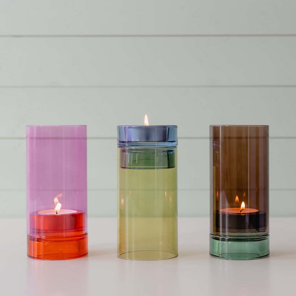 Remember Lys Hand-Blown Glass Tealight Lantern – Violet & Orange – image 3