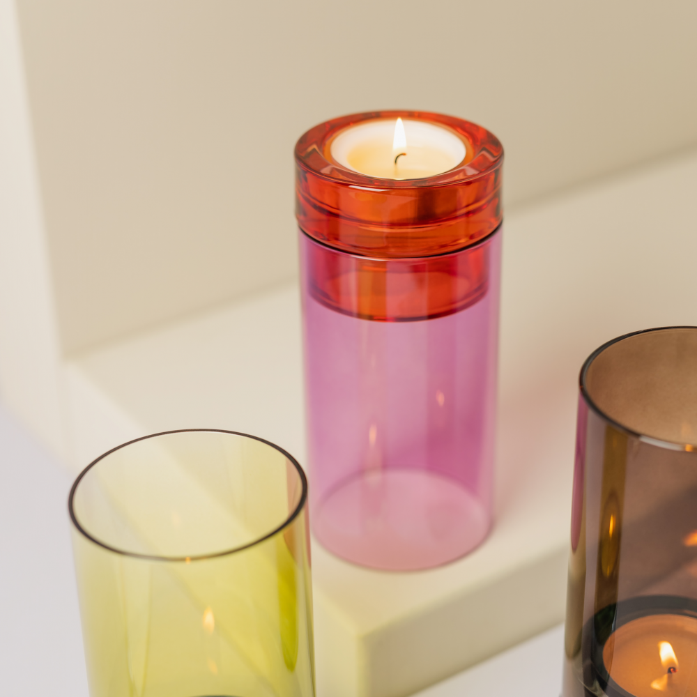 Remember Lys Hand-Blown Glass Tealight Lantern – Lime & Blue – image 3