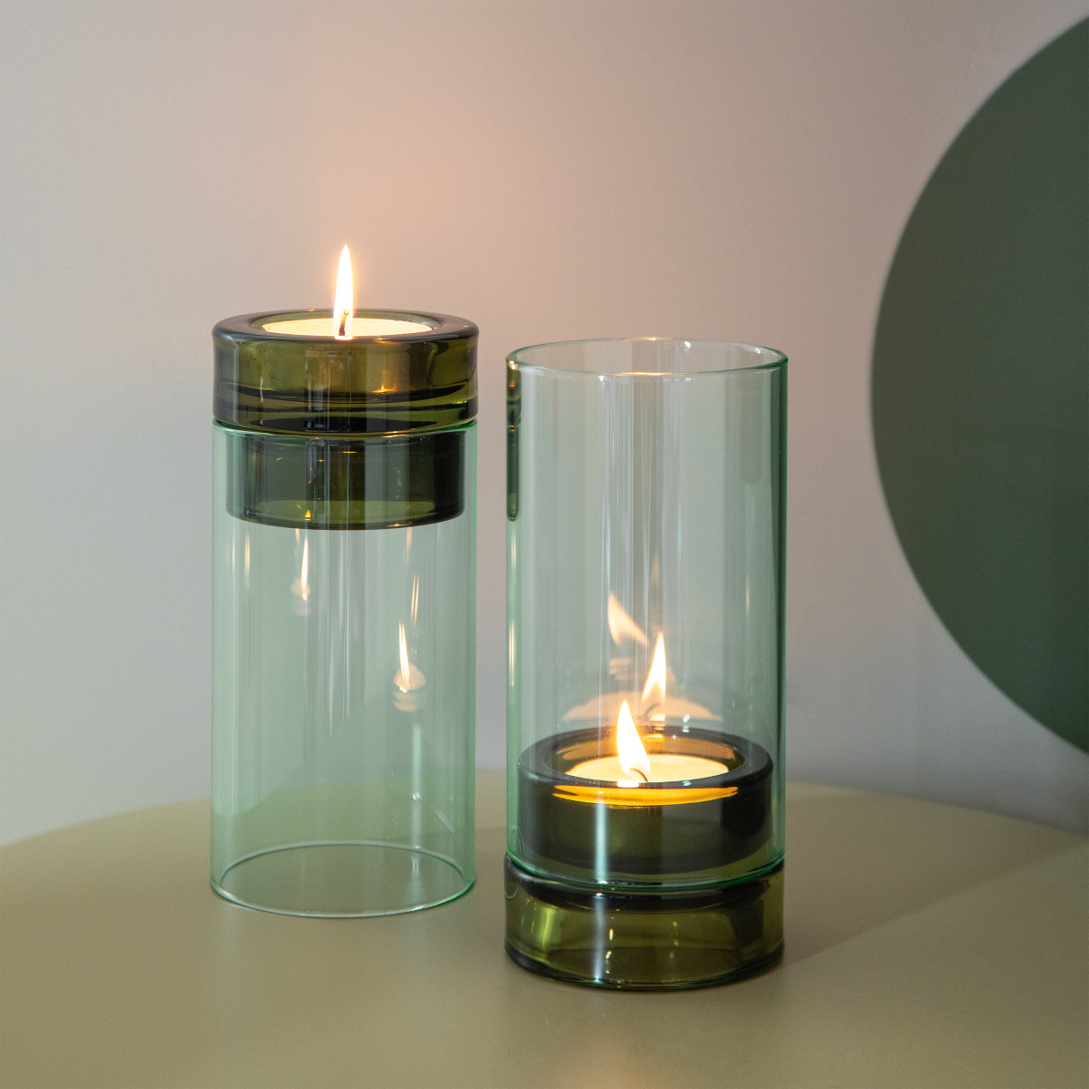 Remember Lys Hand-Blown Glass Tealight Lantern – Olive – image 2