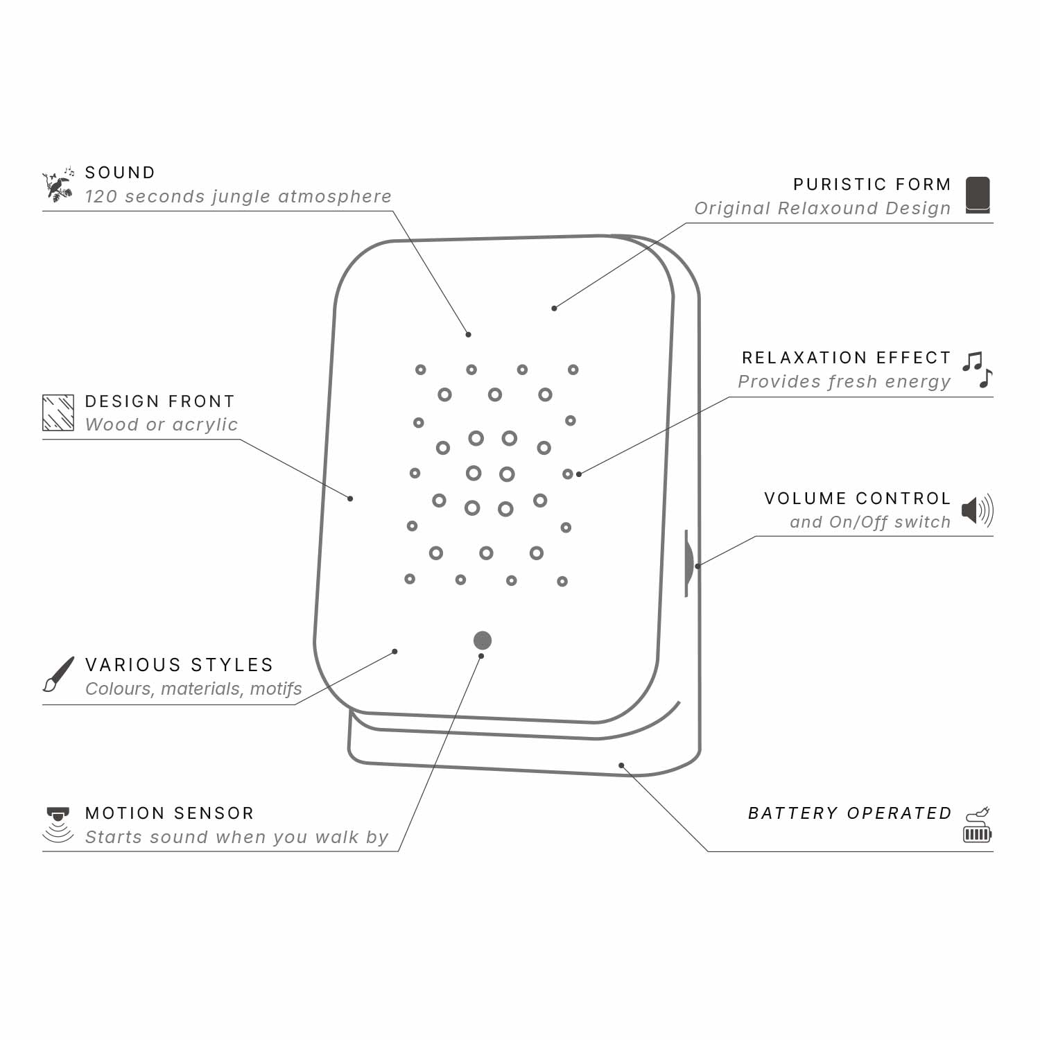 Relaxound Junglebox Rainforest Sound Box with Motion Sensor – Oak – image 5
